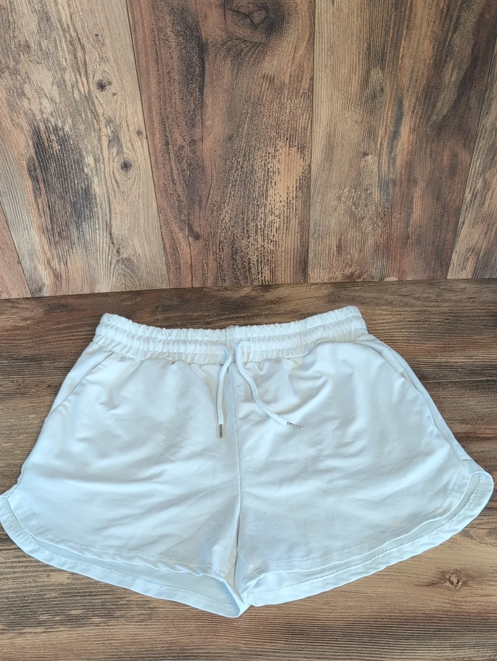 SHEIN White Athletic Lounge Shorts with Drawstring L Q217